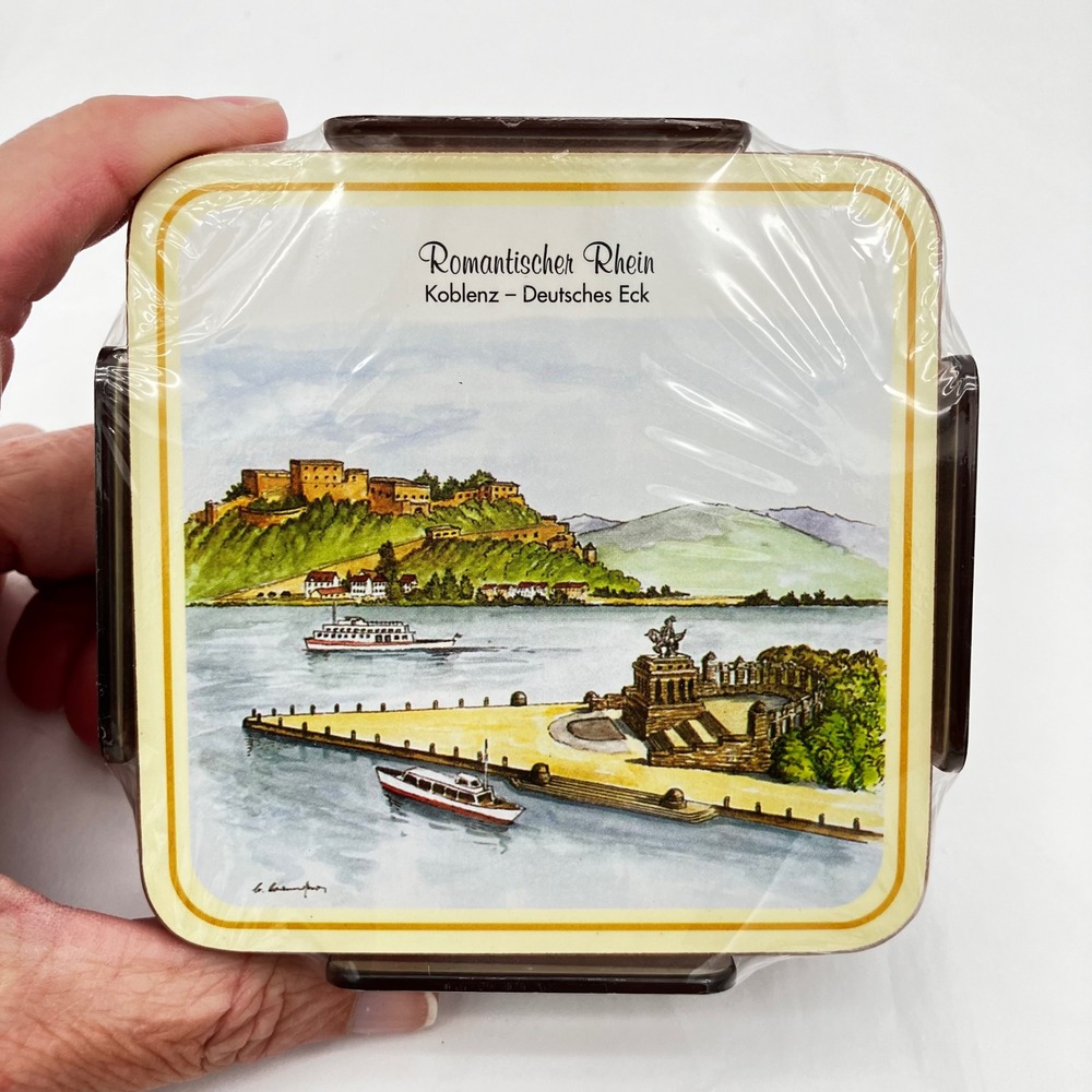 Touristik-Verlag Coasters Romantic Rhine Set of 6 Multicolor Koblenz Souvenir